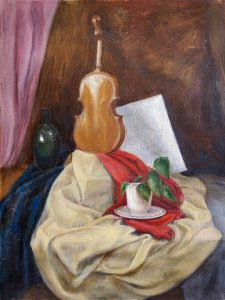 Still life with a violin. Artist Natalia Reznik